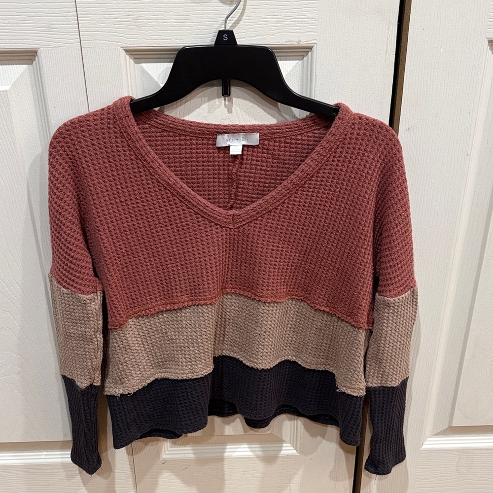 Anthropologie Colorblock V-Neck Crop Top